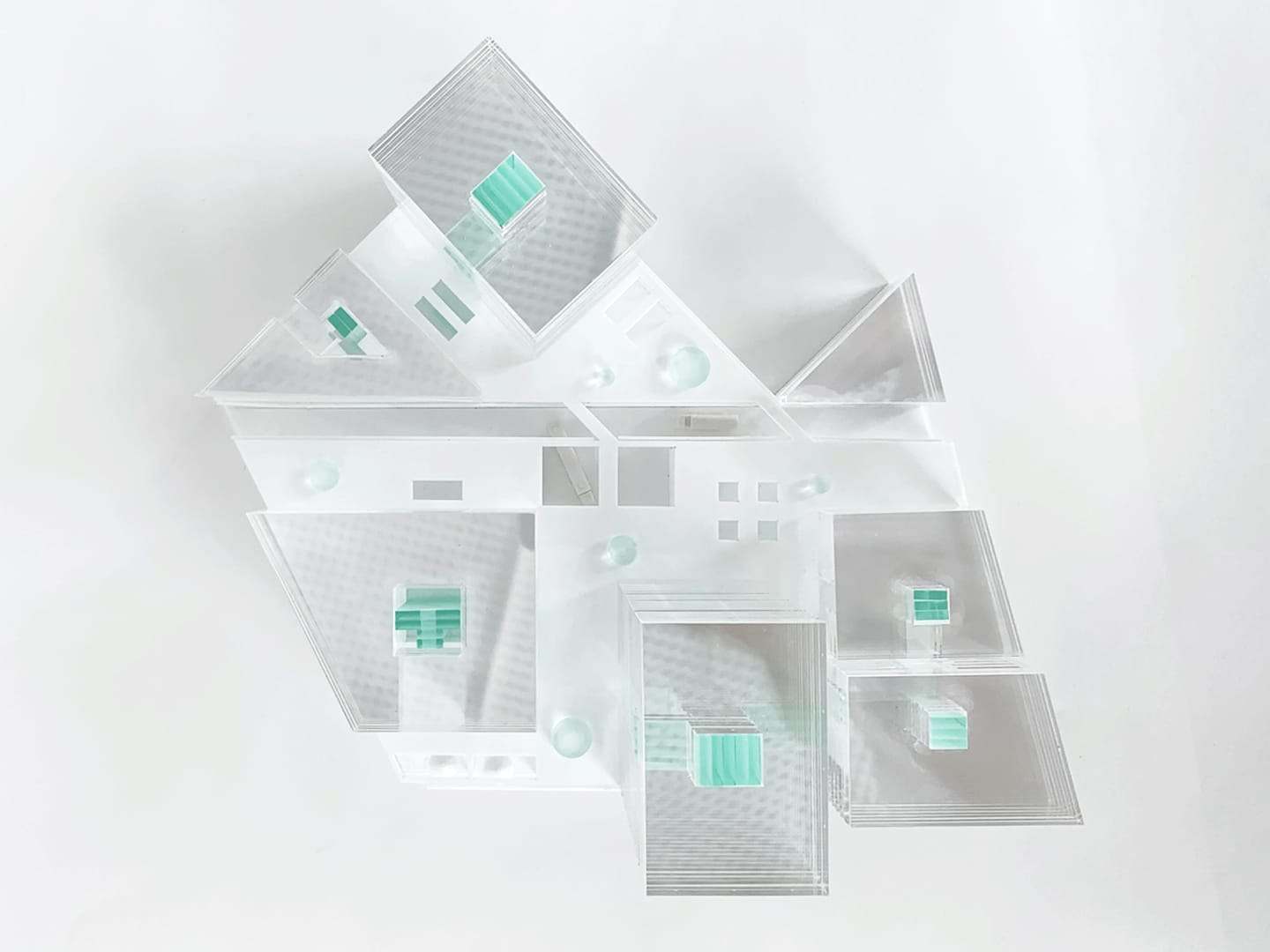 Top view of the block with its transparent housing volumes