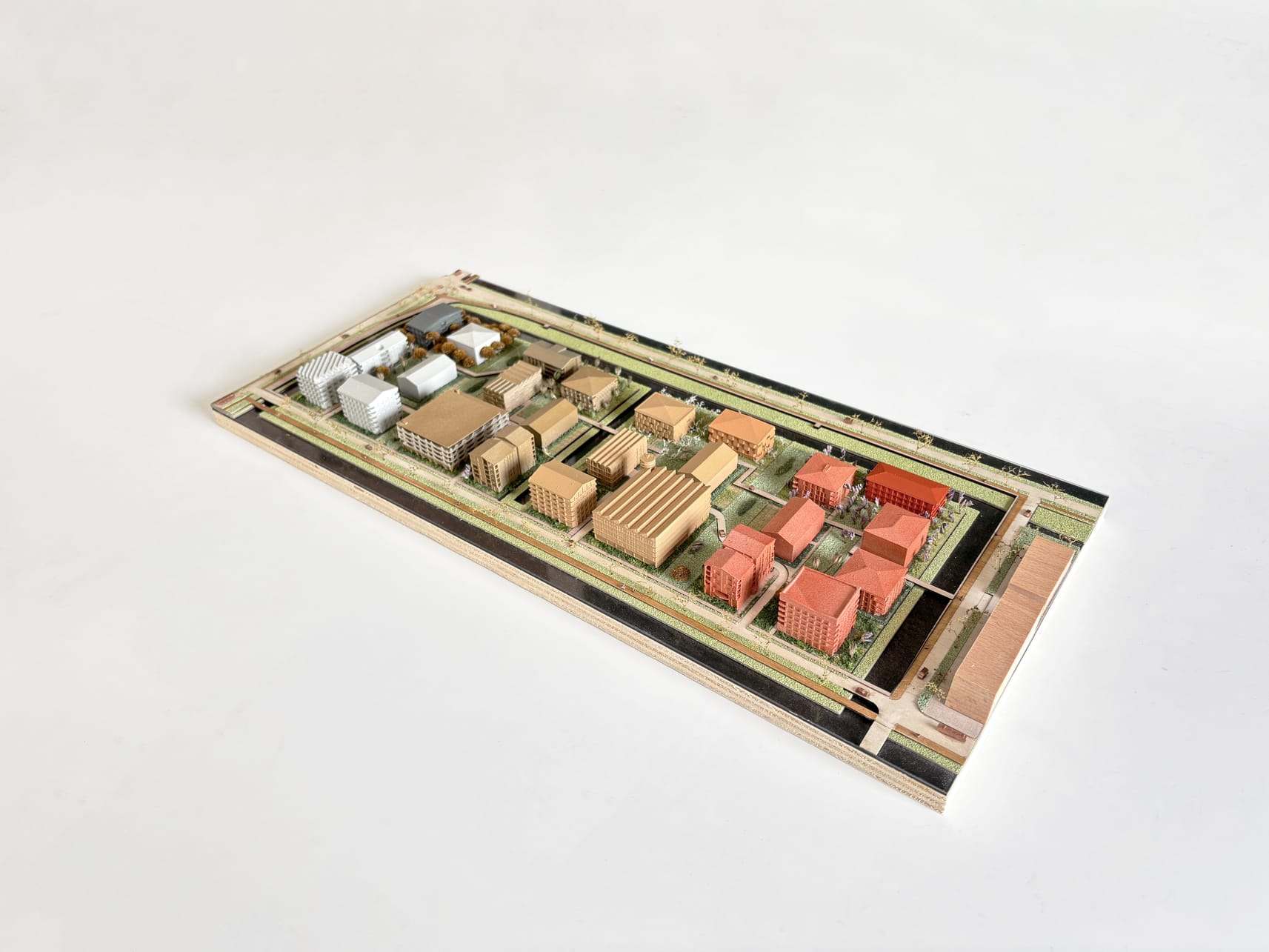 The whole plan seen from the corner, small in the frame
