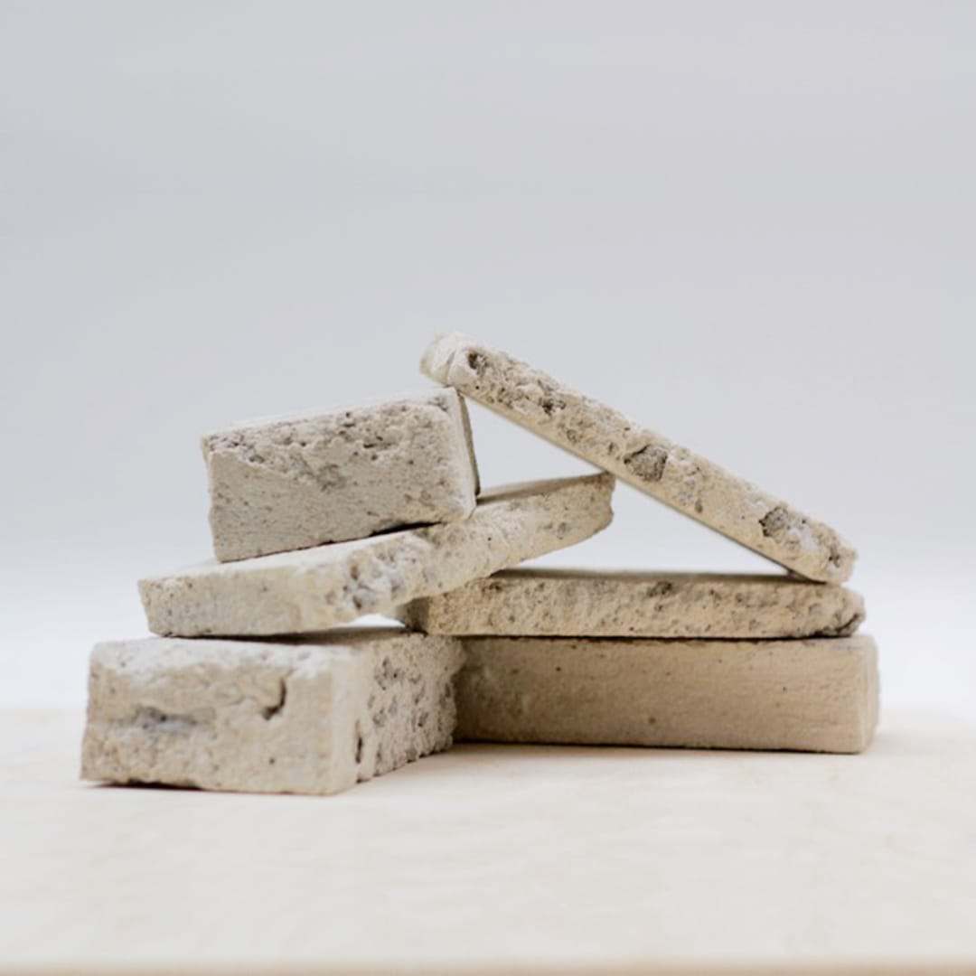 Stacked stone slabs, one of the material studies for Can Lis