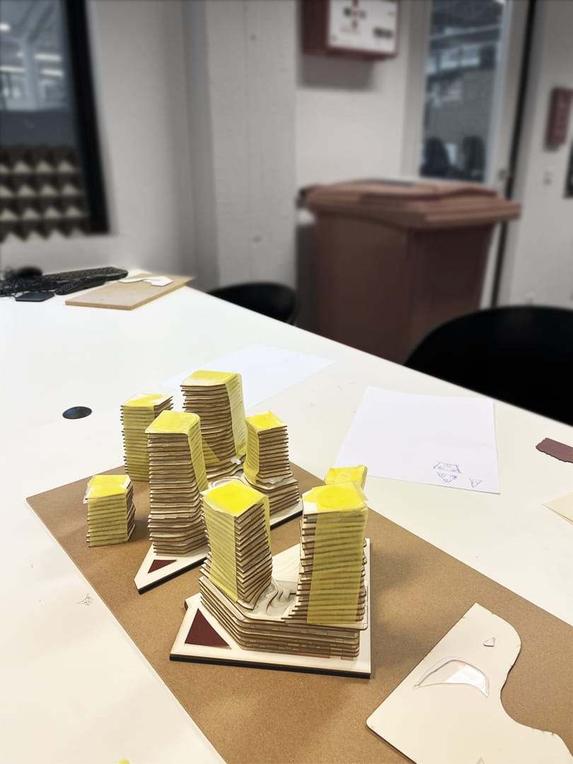 A first study model of the towers in yellow card