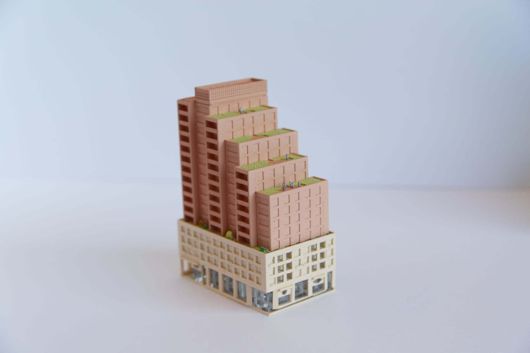 The Franka tower with its stepped rooftop gardens