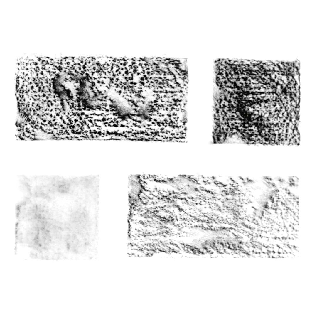 Charcoal rubbings of textured surfaces