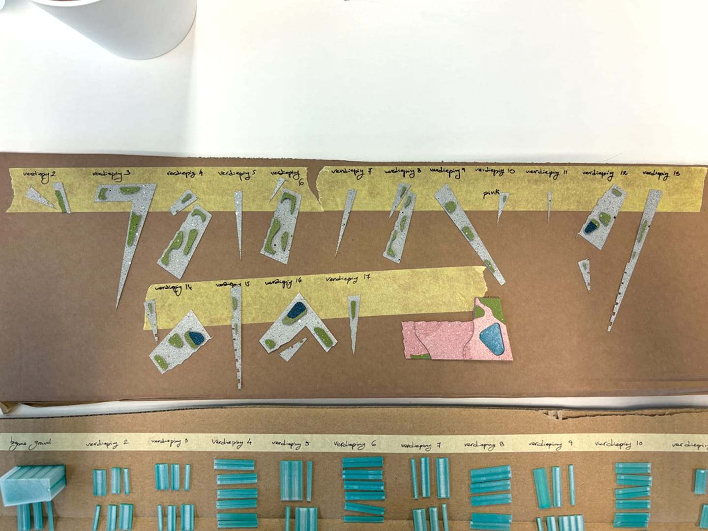 Terrace and slab parts taped and labelled per floor