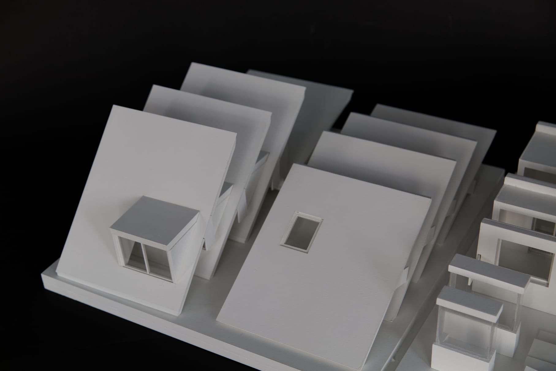 The row of sloping roofs with interchangeable dormers