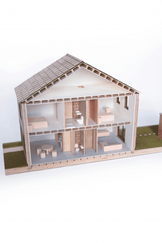 Animated section of the AER Home model showing the rooms on both floors