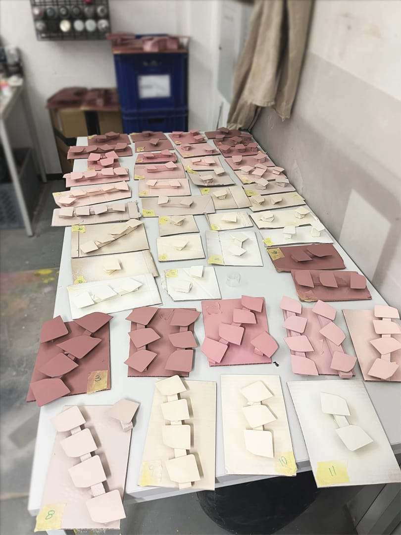 The painted slabs sorted by tower and floor