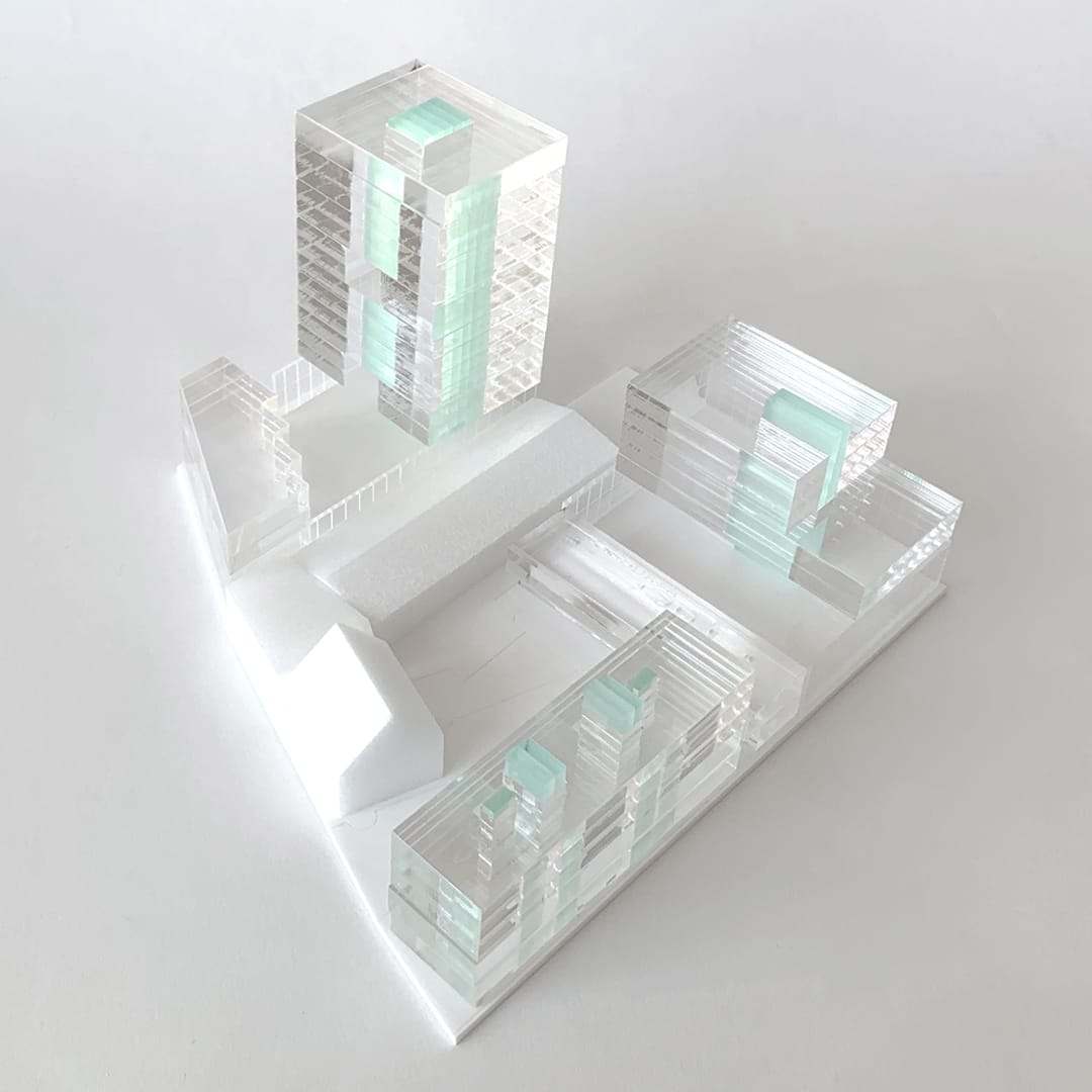 The block with all housing volumes stacked in place