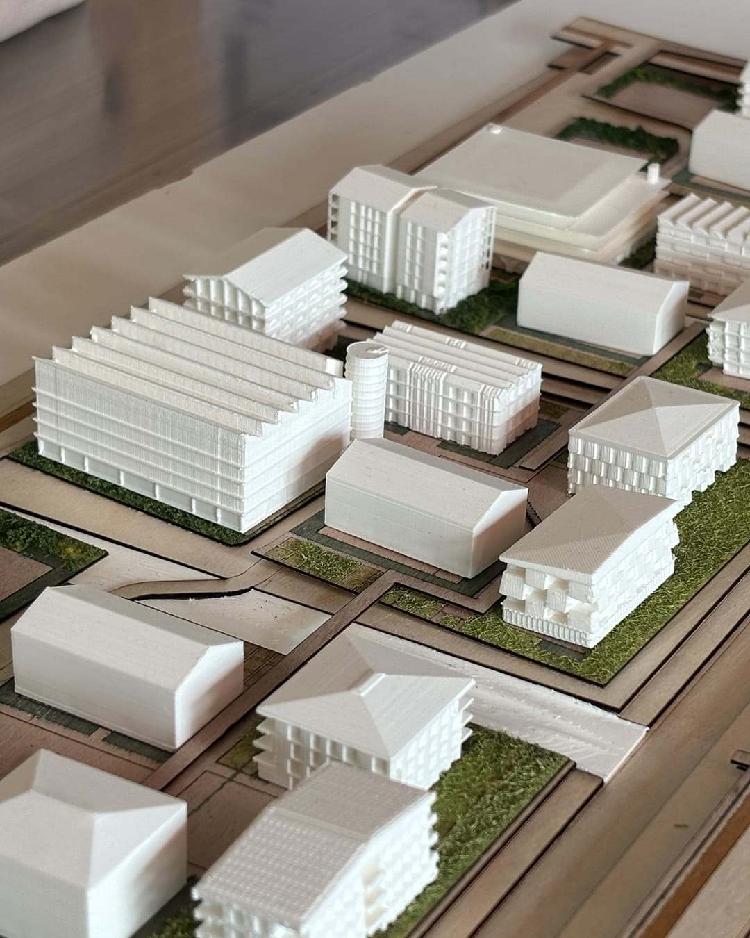 Untinted white prints placed on the base during assembly